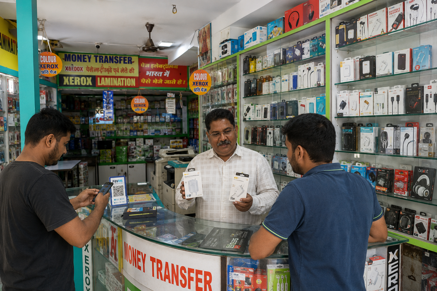 Owner assisting customers